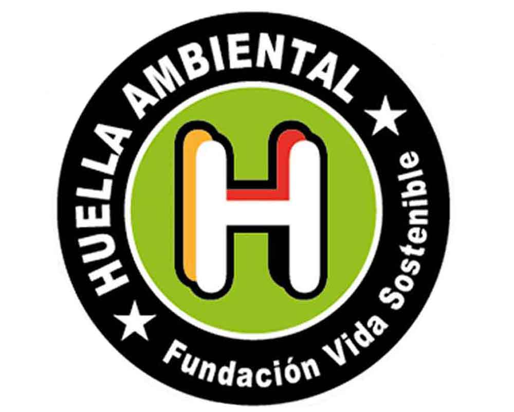 Sello de huella ambiental logo blanco