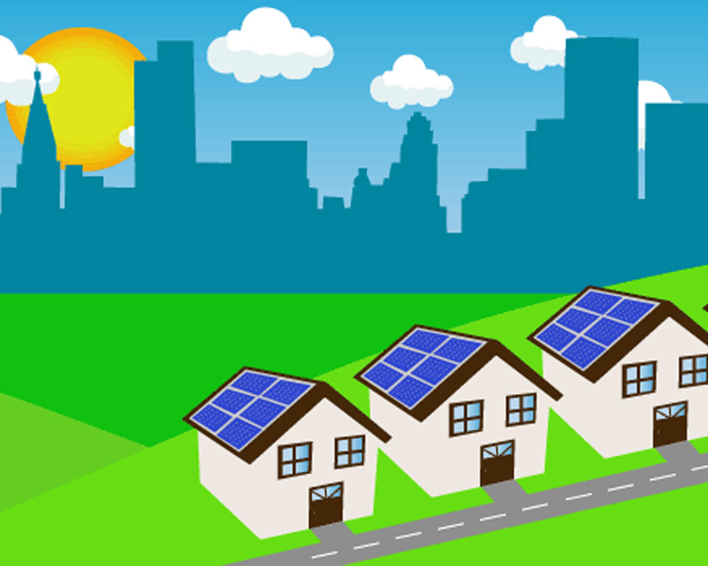 Paneles solares en techos de viviendas