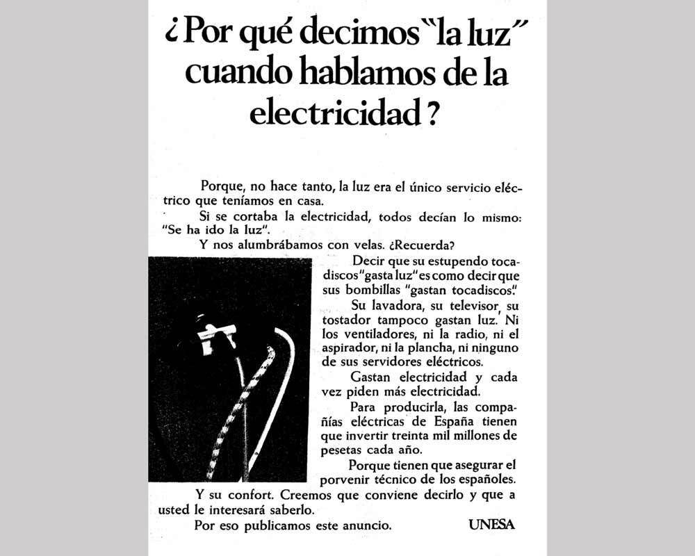 Cartel electricidad 1960